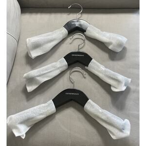 EMPORIO ARMANI Logo Black Wood Hanger For Suit, Shirts or Jackets Lot Of 3